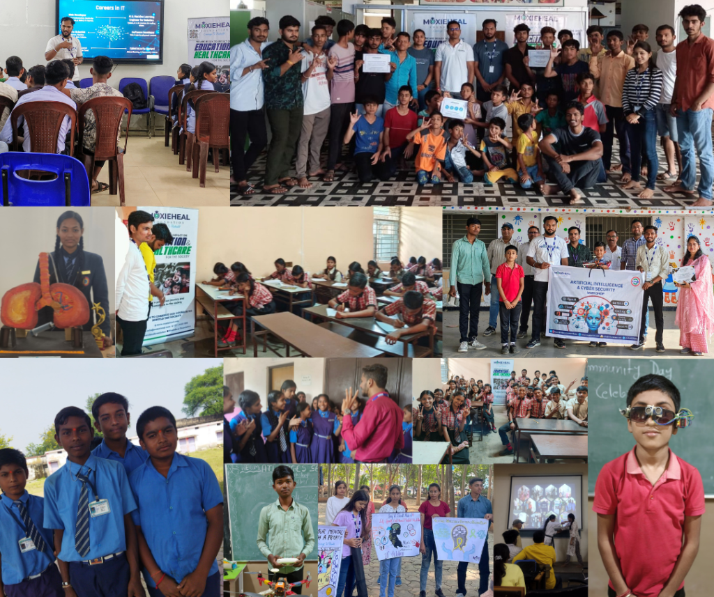 Educational events conducted by Moxieheal Foundation — showcasing workshops, student activities, digital learning sessions, and community education programs by one of the best educational NGOs in Chhattisgarh.